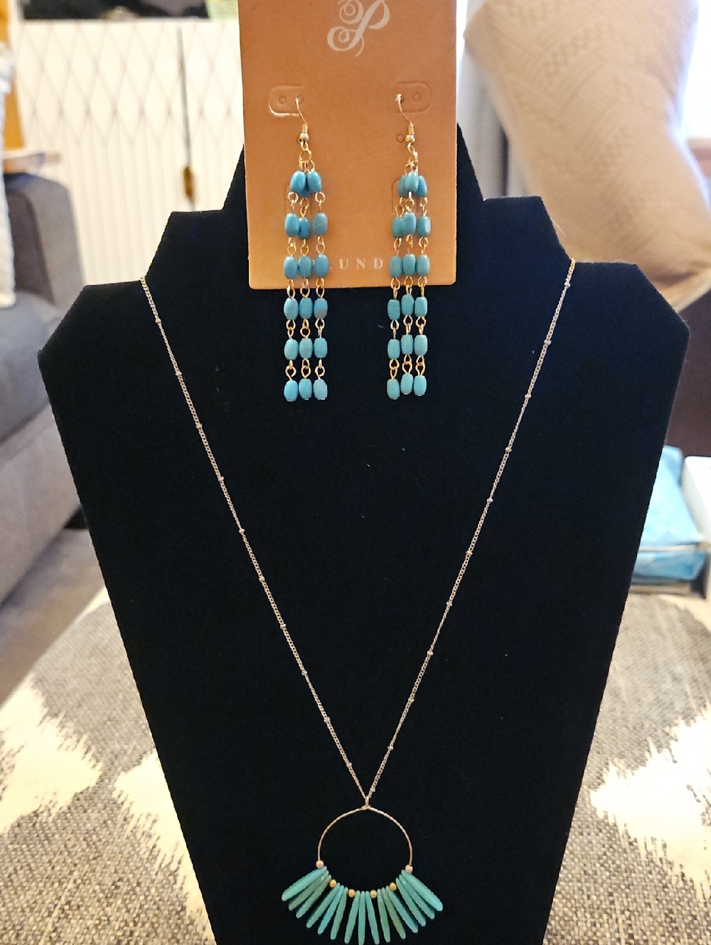 Plunder Teal Bead Fringe Earrings